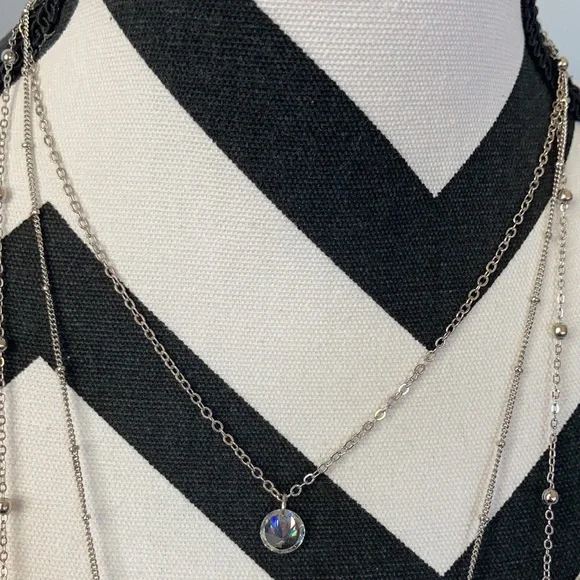 3 Tiered Silver Necklace - Picture 5 of 9